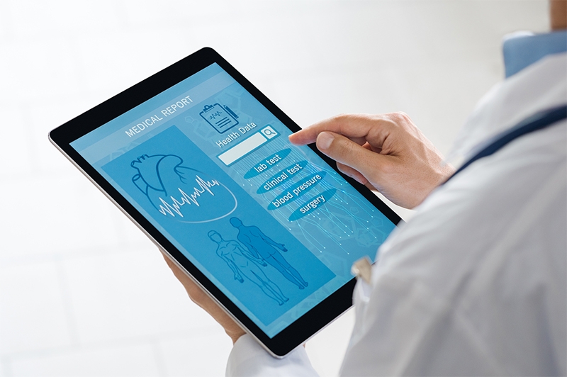 Medical data on a tablet screen