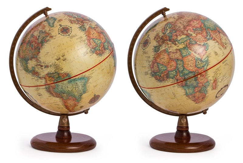 Antique Globes showing the Americas Europe and Africa